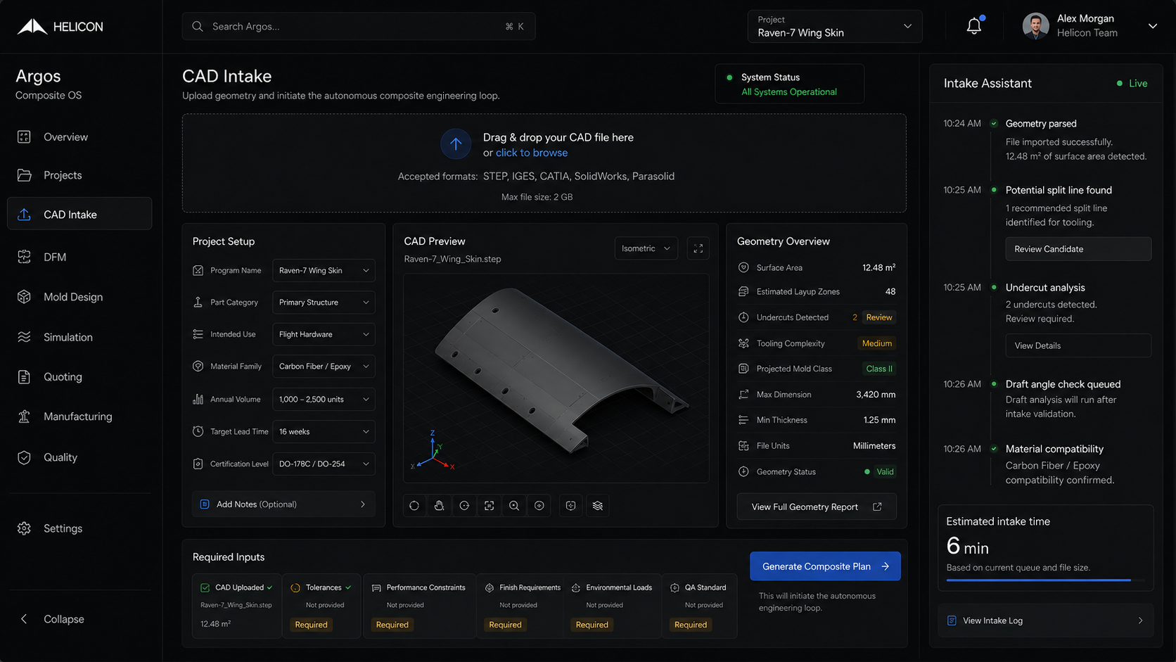 Argos CAD intake interface