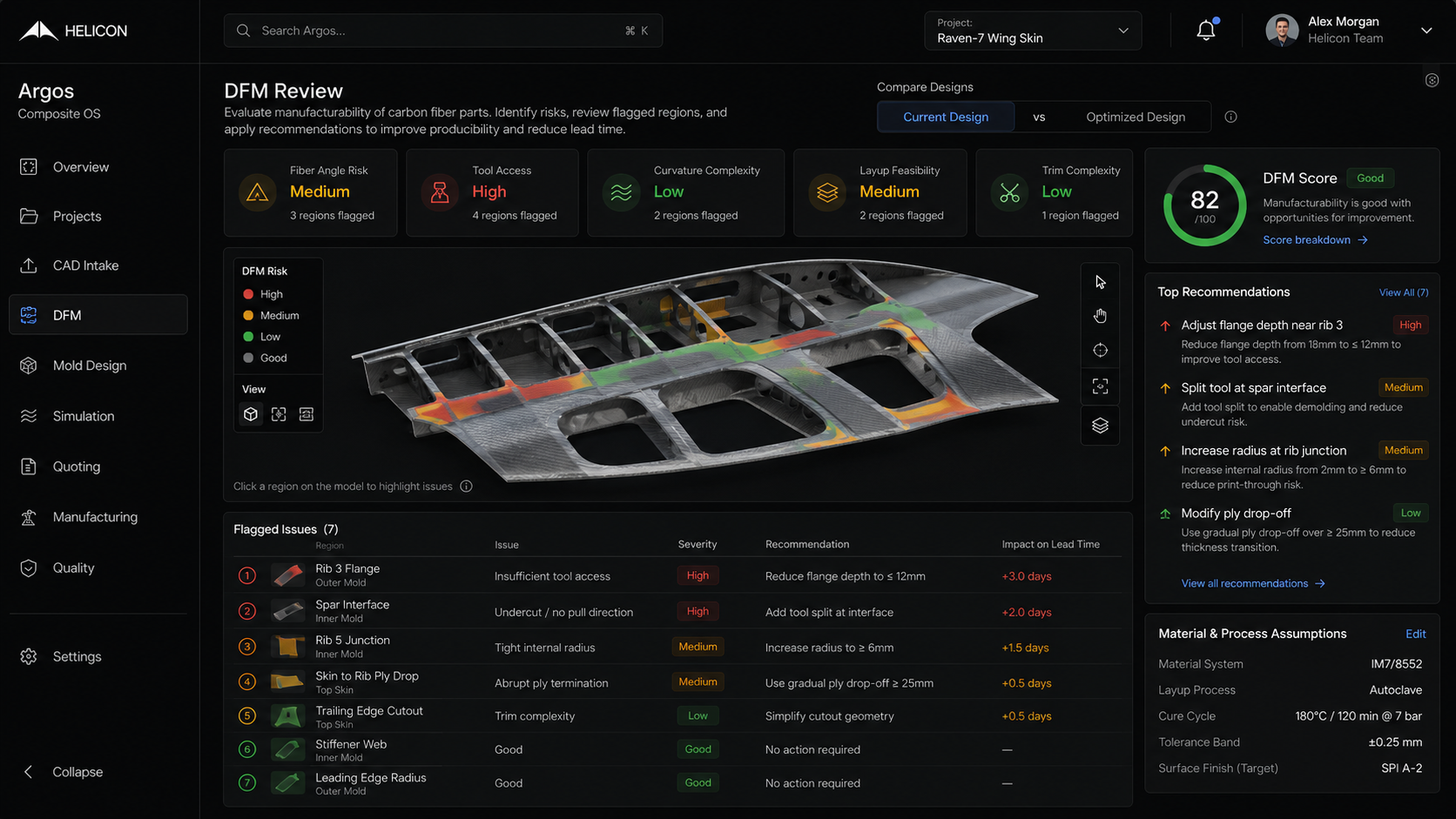 Argos DFM review interface